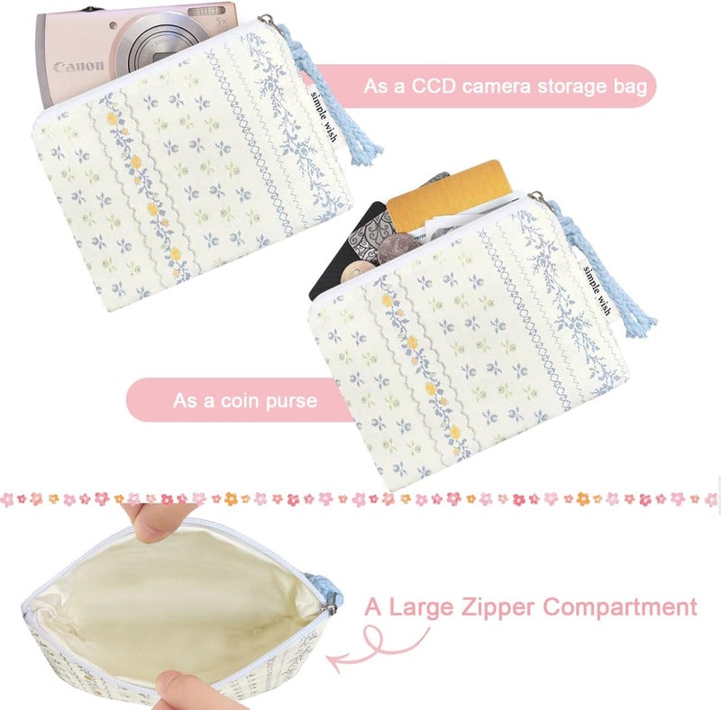 Modacarry Store Cotton Floral Small Organizer Bag Coin Pouch with Cute Prints Zipper for Women Girls (DITSTY FLOWER) - Image 2